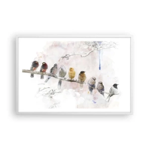 Affiche dans un cadre blanc - Poster - Rencontre ailée - 91x61 cm