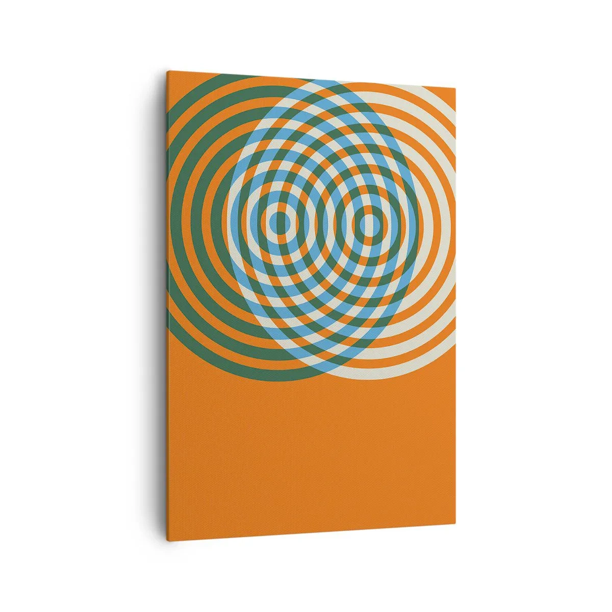 Impression sur toile - Image sur toile - Cercles concentriques sur fond orange - 70x100cm - Variation circulaire abstraite - Décoration murale moderne pour le salon et la chambre ARTTOR