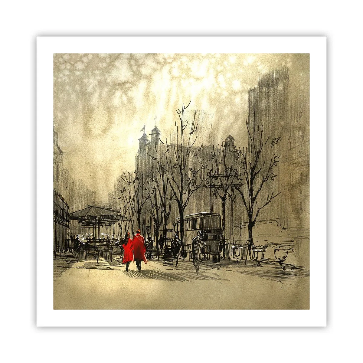 Affiche - Poster - Rendez-vous dans le brouillard de Londres - 60x60 cm