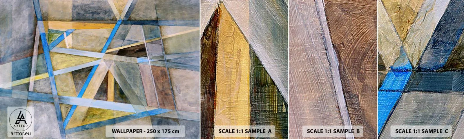 Échantillon de Papier Peint Autocollant Deluxe Sticker - Tout droit ou en diagonale ? - Abstraction, Morceau, Modèle moderne - 100x30 cm