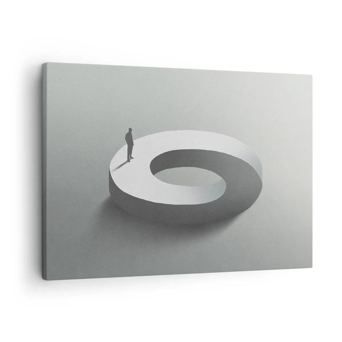 Impression sur toile - Image sur toile - Un homme sur une structure grise et abstraite - 70x50cm - Et sois intelligent ici - Décoration murale moderne pour le salon et la chambre ARTTOR