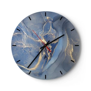 Horloge murale - Pendule murale - Feuilles dorées sur fond noir dans une composition moderne - 30x30cm - Poussière d'or - Décoration murale moderne pour le salon, la cuisine et la chambre ARTTOR