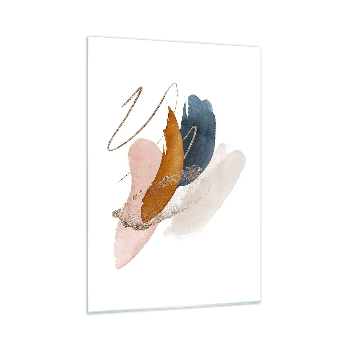 Impression sur verre - Image sur verre - Coups de pinceau abstraits aux couleurs douces - 50x70cm - Composition ailée - Décoration murale moderne pour le salon et la chambre ARTTOR