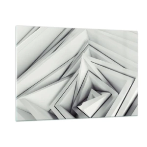 Impression sur verre - Image sur verre - Formes géométriques tridimensionnelles dans des tons de gris - 120x80cm - Bourgeon d’angles vifs - Décoration murale moderne pour le salon et la chambre ARTTOR