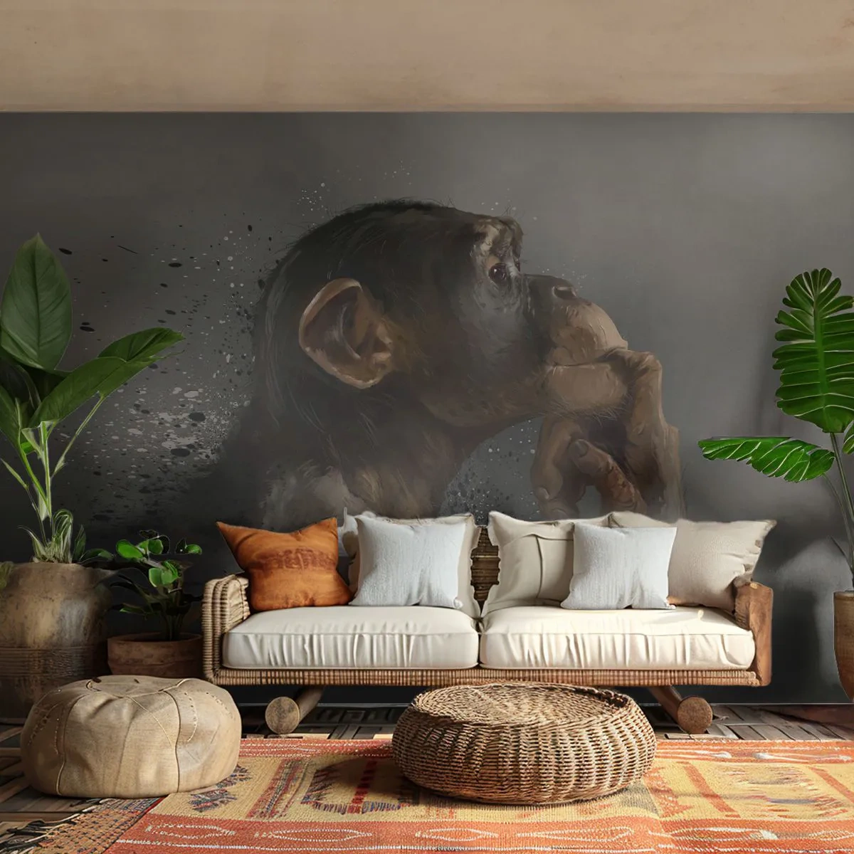 Papier Peint Photo Standard Eco - Certainement un penseur - Animaux, Singe, Morceau - 150x105 cm