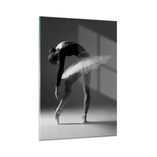 Impression sur verre - Image sur verre - Silhouette noire et blanche d'une ballerine dans une pose gracieuse - 50x70cm - Belle ballerine - Décoration murale moderne pour le salon et la chambre ARTTOR