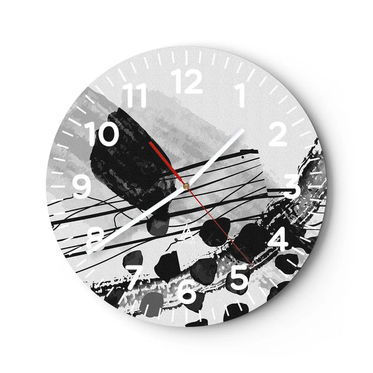 Horloge murale - Pendule murale - Abstraction organique noir et blanc - 40x40 cm