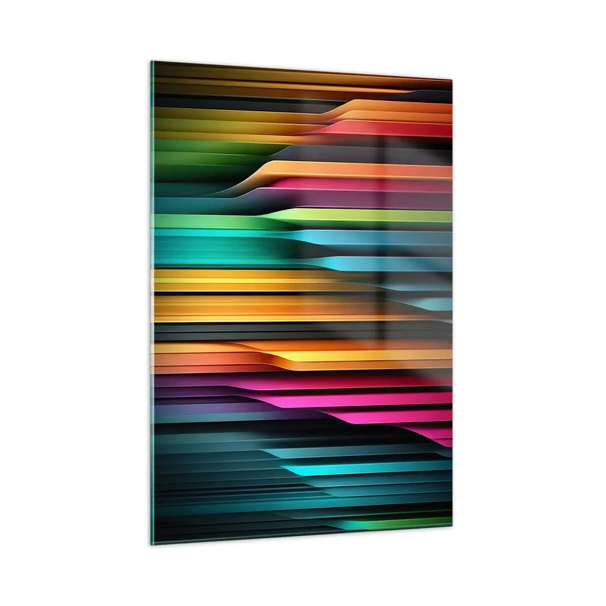 Impression sur verre - Image sur verre - Des rayures verticales multicolores rappelant la lumière et le mouvement - 50x70cm - Un organe de lumière - Décoration murale moderne pour le salon et la chambre ARTTOR