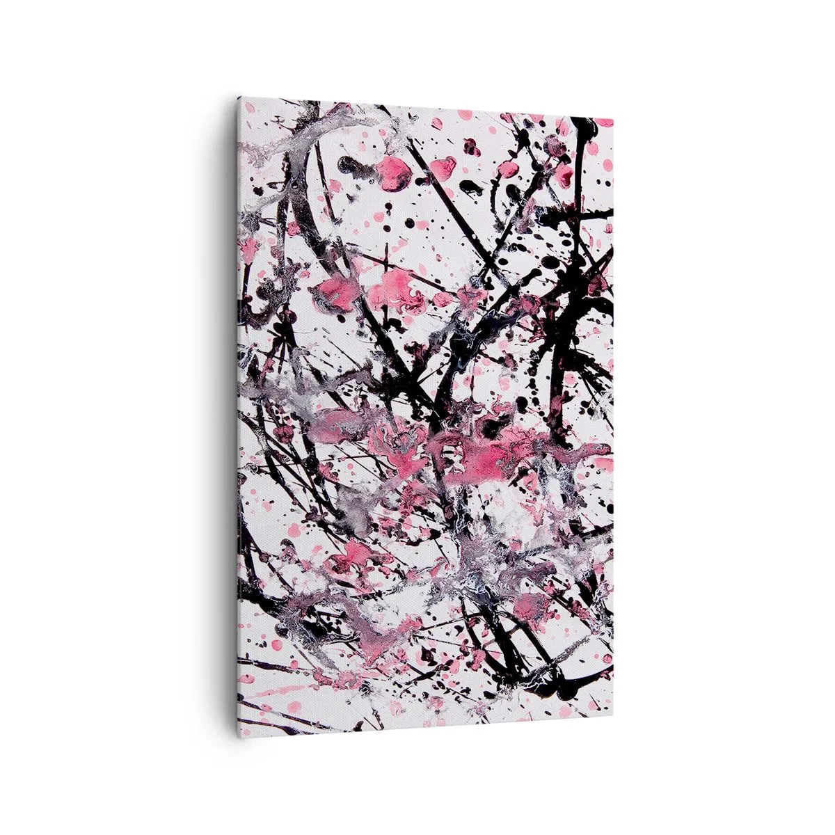 Impression sur toile - Image sur toile - Motif abstrait dans les tons de rose, noir et blanc - 80x120cm - La nature éphémère de la vie - Décoration murale moderne pour le salon et la chambre ARTTOR