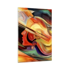 Impression sur verre - Image sur verre - Abstraction colorée inspirée de la musique et de la guitare - 80x120cm - Tout va bien - Décoration murale moderne pour le salon et la chambre ARTTOR