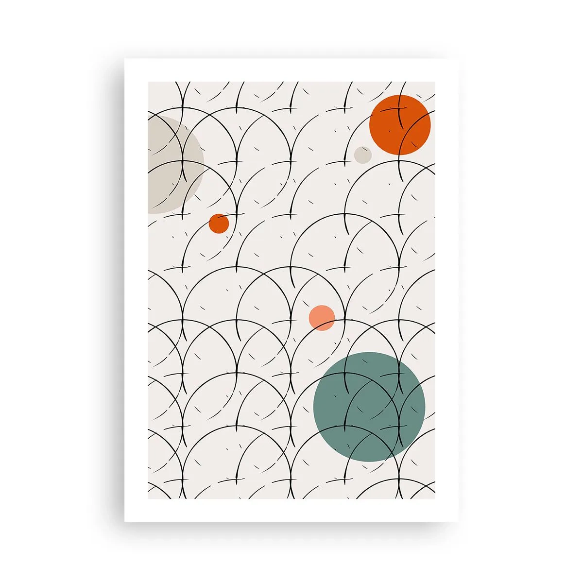 Affiche - Poster - Abstraction géométrique moderne aux accents colorés - 50x70cm - Dans l'esprit pop art - Décoration murale moderne pour le salon et la chambre ARTTOR