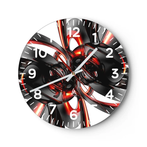 Horloge murale - Pendule murale - Mouvement de graphite et rouge - 40x40 cm