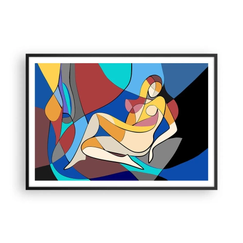 Affiche dans un cadre noir - Poster - Nu coloré dans le style cubiste - 100x70cm - Nu cubiste - Décoration murale moderne pour le salon et la chambre ARTTOR