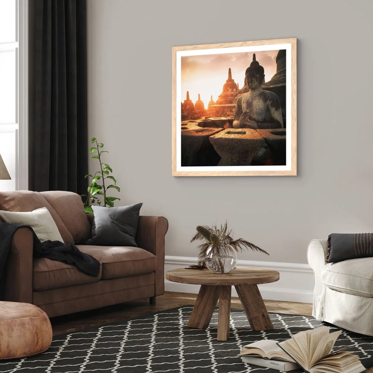 Affiche dans un chêne clair - Poster - Temps de grande sagesse - 40x40 cm