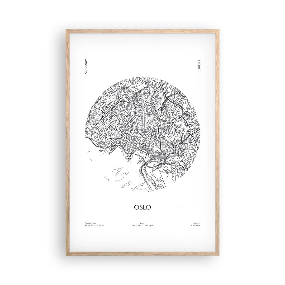 Affiche dans un chêne clair - Poster - Anatomie d’Oslo - 61x91 cm