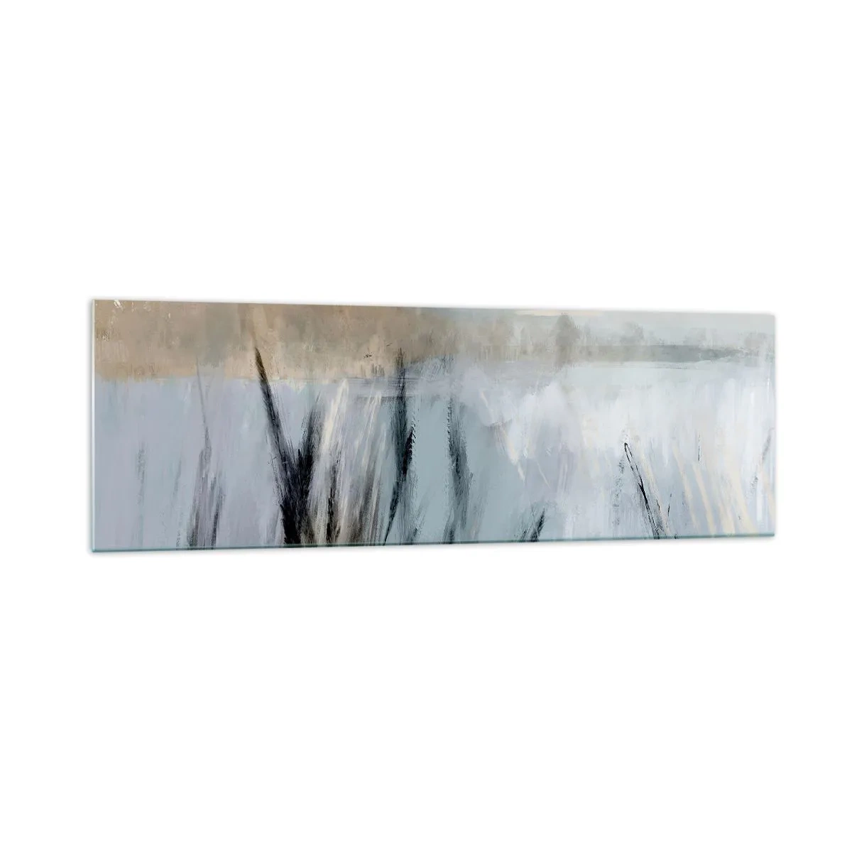 Impression sur verre - Image sur verre - Un paysage hivernal pittoresque avec des champs et des herbes - 160x50cm - Champs d'hiver - Décoration murale moderne pour le salon et la chambre ARTTOR