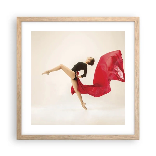 Affiche dans un chêne clair - Poster - Rouge et noir - 40x40 cm