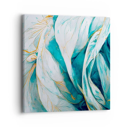 Impression sur toile - Image sur toile - Abstraction bleue avec un motif doré - 40x40 cm