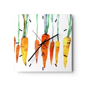 Horloge murale - Pendule murale - Carottes à l'aquarelle dans différentes nuances sur fond blanc - 30x30cm - La beauté de l'ordinaire - Décoration murale moderne pour le salon et la chambre ARTTOR