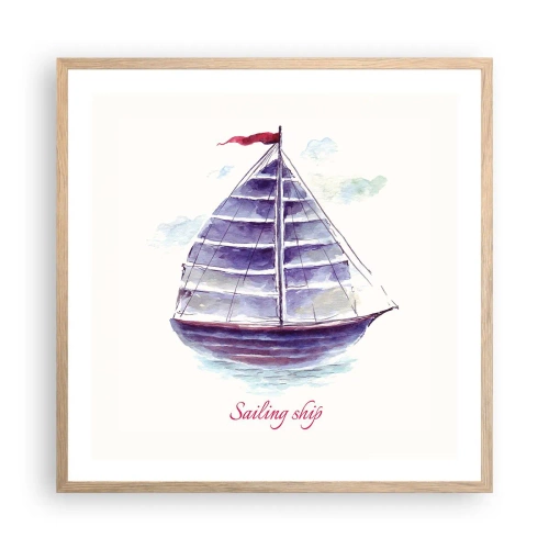 Affiche dans un chêne clair - Poster - Plein de voiles et d’eau calme - 60x60 cm