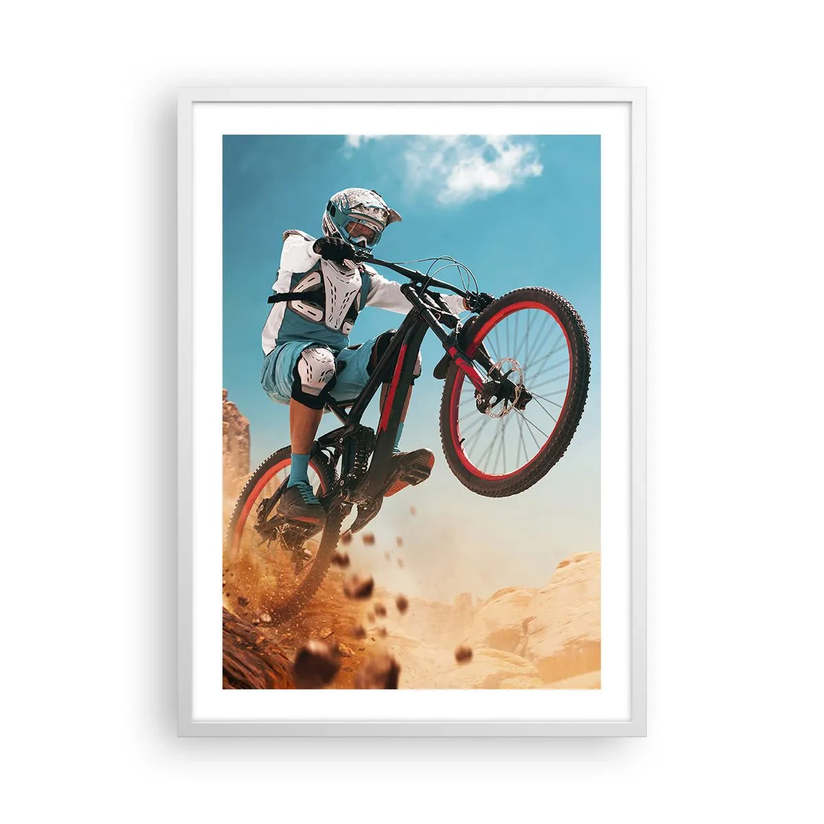 Affiche dans un cadre blanc - Poster - Démon de la folie du vélo - 50x70 cm