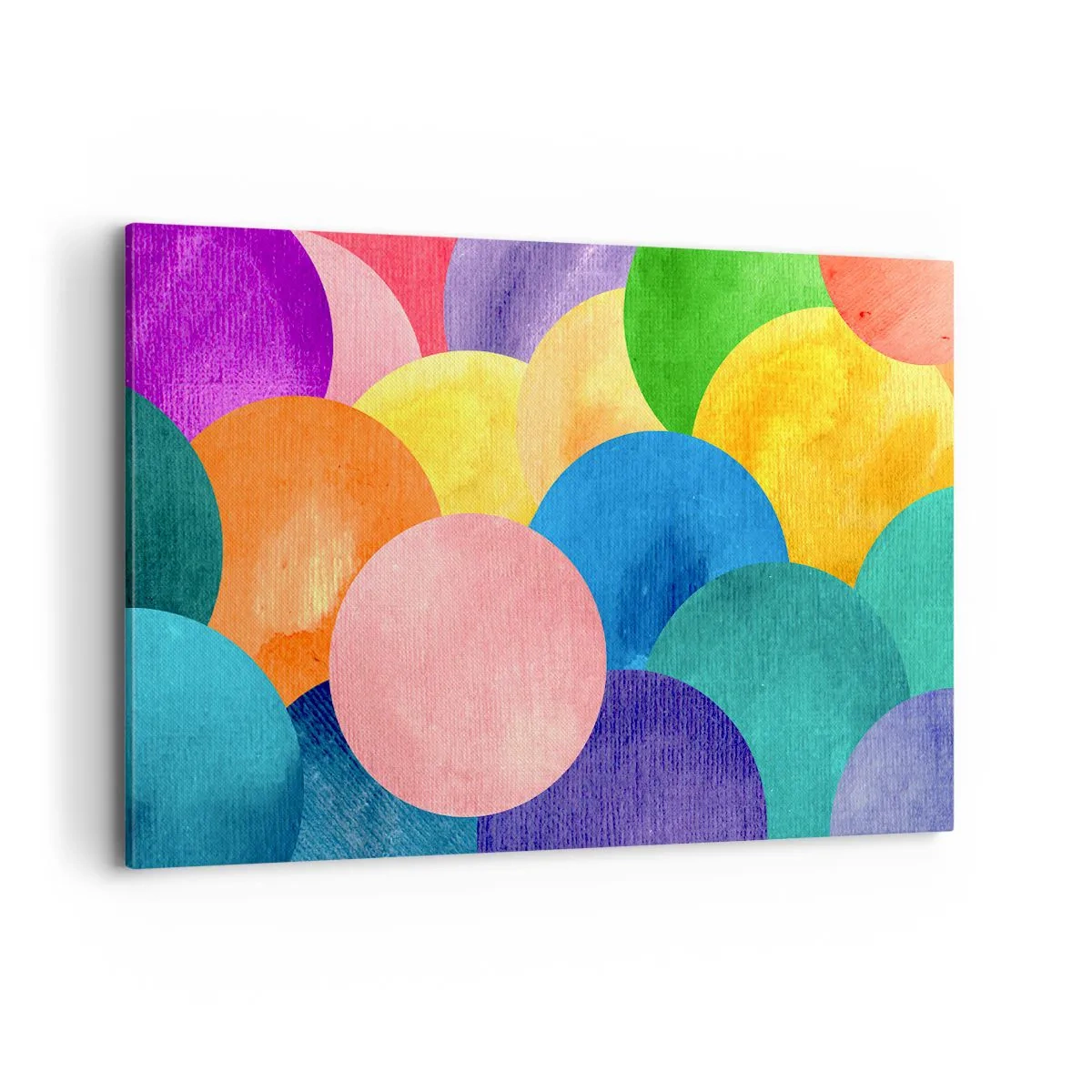 Impression sur toile - Image sur toile - Cercles colorés de style aquarelle - 120x80cm - La plénitude primitive de la vie - Décoration murale moderne pour le salon et la chambre ARTTOR