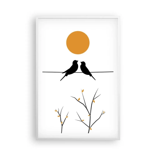 Affiche dans un cadre blanc - Poster - Soirée pour rossignols - 61x91 cm