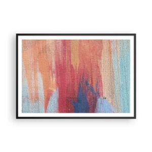 Affiche dans un cadre noir - Poster - Coups de pinceau abstraits et colorés - 100x70cm - Ecoulement de l'arc-en ciel - Décoration murale moderne pour le salon et la chambre ARTTOR