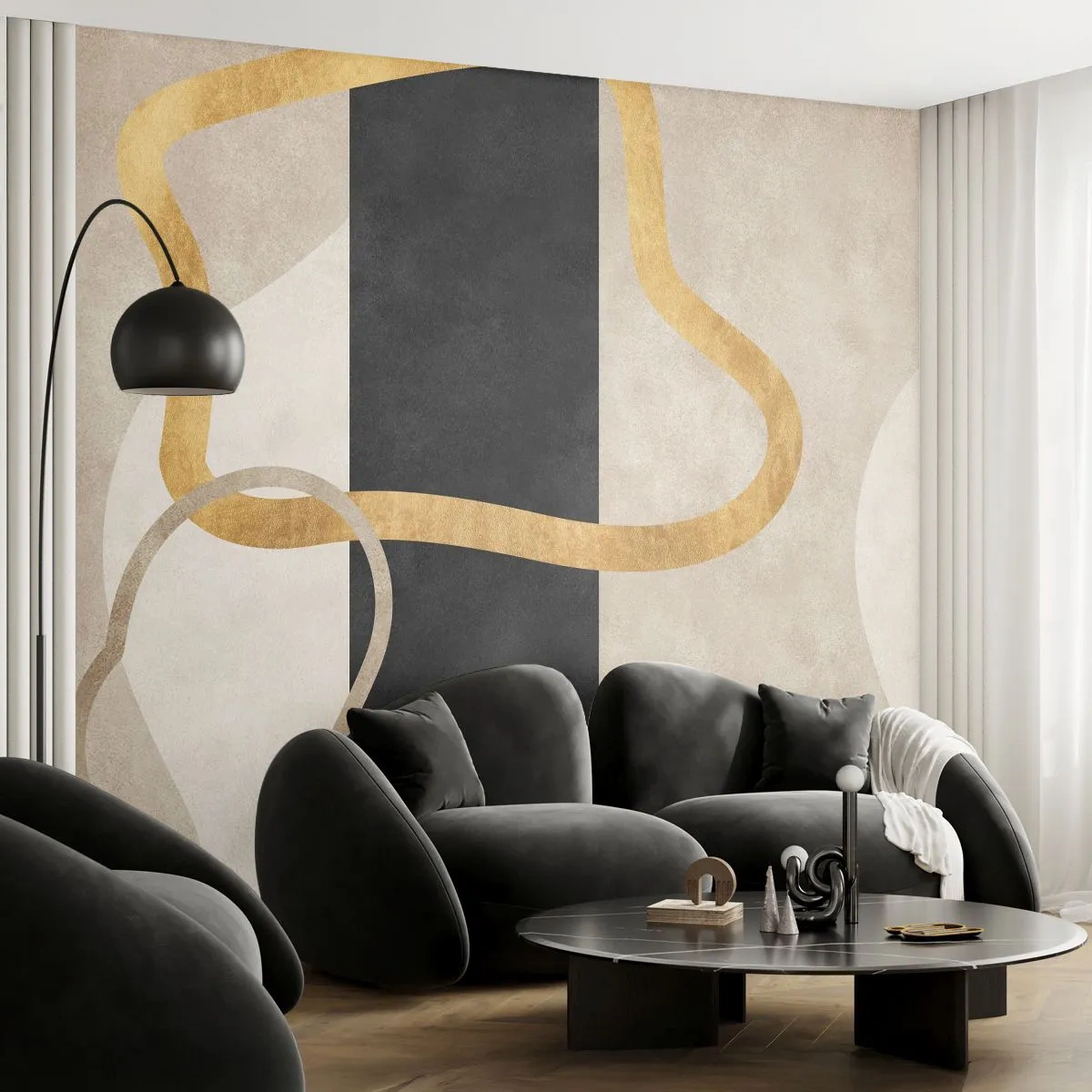 Papier Peint Photo Premium Canvas - Formes emmellées - Art Déco, Minimalisme, Abstractionnisme - 450x315 cm
