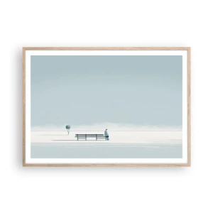 Affiche dans un chêne clair - Poster - Oui, j'attends. - 100x70 cm