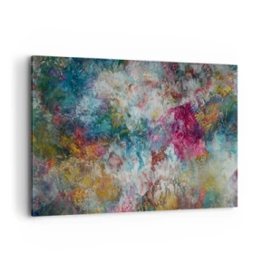 Impression sur toile - Image sur toile - Une abstraction colorée ressemblant à des fleurs en fleurs - 100x70cm - En pleine floraison - Décoration murale moderne pour le salon et la chambre ARTTOR