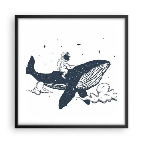Affiche dans un cadre noir - Poster - Aventure spatiale - 50x50 cm