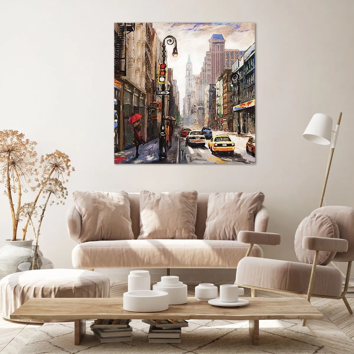 Impression sur toile - Image sur toile - New-Zork - coloré même sous la pluie - 30x30 cm
