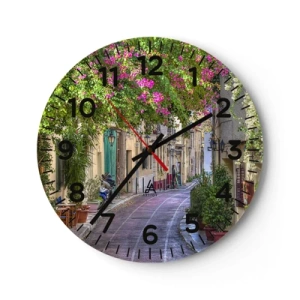 Horloge murale - Pendule murale - Allée fleurie - 40x40 cm