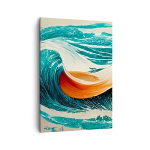 Impression sur toile - Image sur toile - Vagues de mer dynamiques avec ruban abstrait - 50x70cm - Le rêve d'un surfeur - Décoration murale moderne pour le salon et la chambre ARTTOR