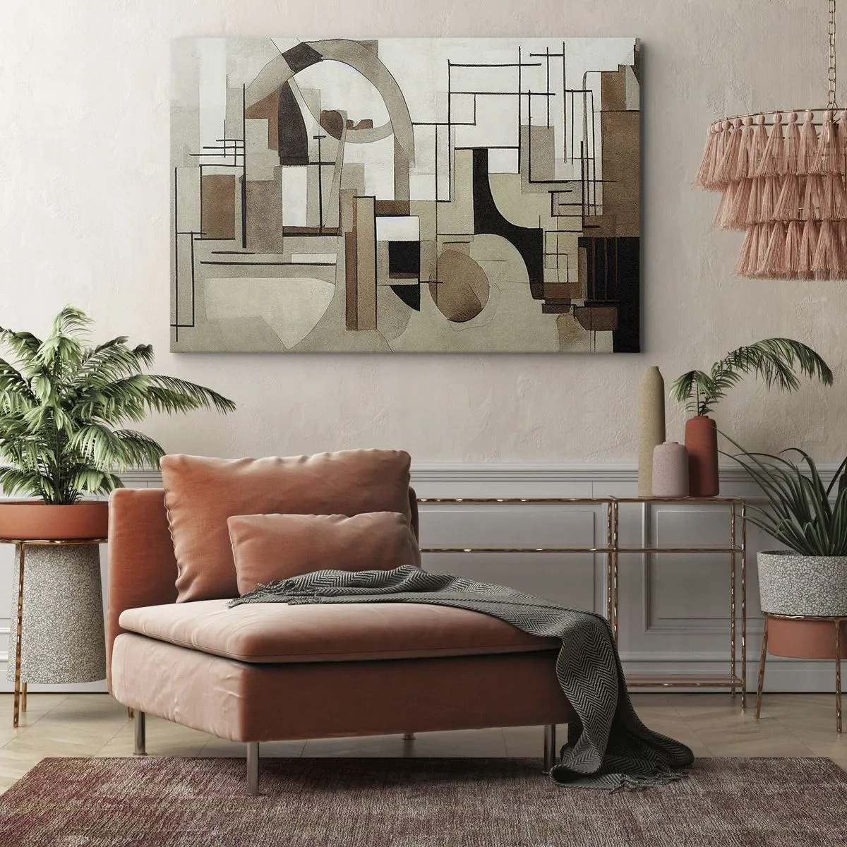 Impression sur toile - Image sur toile - Abstraction architecturale en beige et marron - 120x80cm - Paysage urbain 2.0 - Décoration murale moderne pour le salon et la chambre ARTTOR