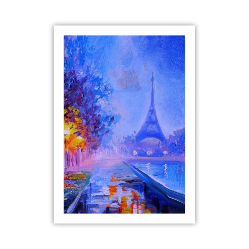 Affiche - Poster - La Tour Eiffel dans une photo nocturne picturale - 50x70cm - Une ballade idéale - Décoration murale moderne pour le salon et la chambre ARTTOR