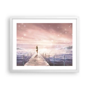 Affiche dans un cadre blanc - Poster - A la lumière d'un rêve - 50x40 cm