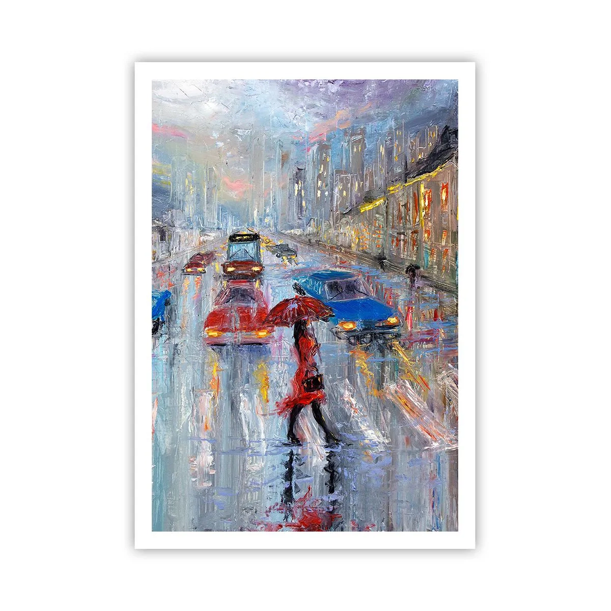 Affiche - Poster - Après-midi pluvieux en ville - 70x100 cm