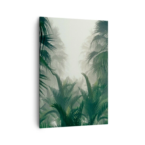 Impression sur toile - Image sur toile - Végétation tropicale dans un épais brouillard de forêt tropicale - 70x100cm - Secret tropical - Décoration murale moderne pour le salon et la chambre ARTTOR