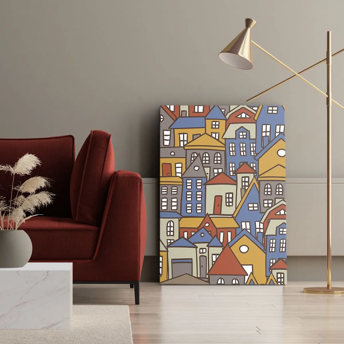 Impression sur toile - Image sur toile - Derrière la maison, une maison - 55x100 cm