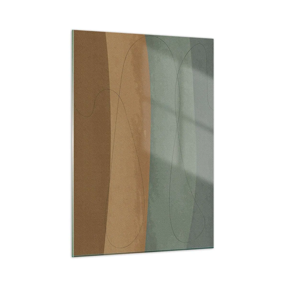 Impression sur verre - Image sur verre - Rayures abstraites aux tons terreux - 50x70cm - Composition horizontale - Décoration murale moderne pour le salon et la chambre ARTTOR