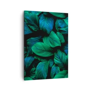 Impression sur toile - Image sur toile - Feuilles vertes dans un style minimaliste - 50x70cm - Dans la foule verte - Décoration murale moderne pour le salon et la chambre ARTTOR