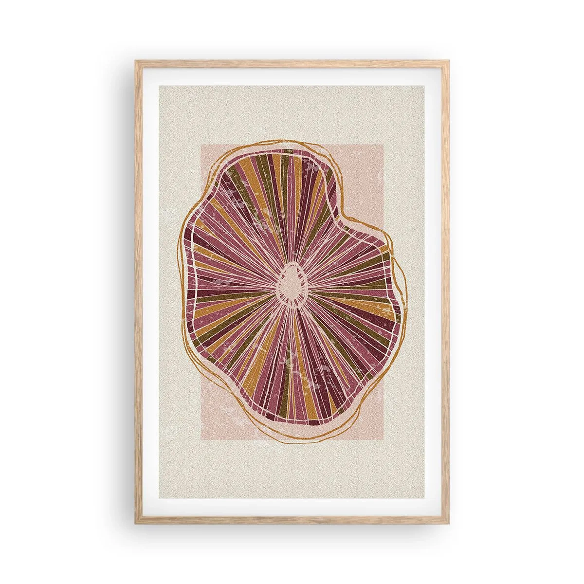 Affiche dans un chêne clair - Poster - Abstraction rayonnante - 61x91 cm