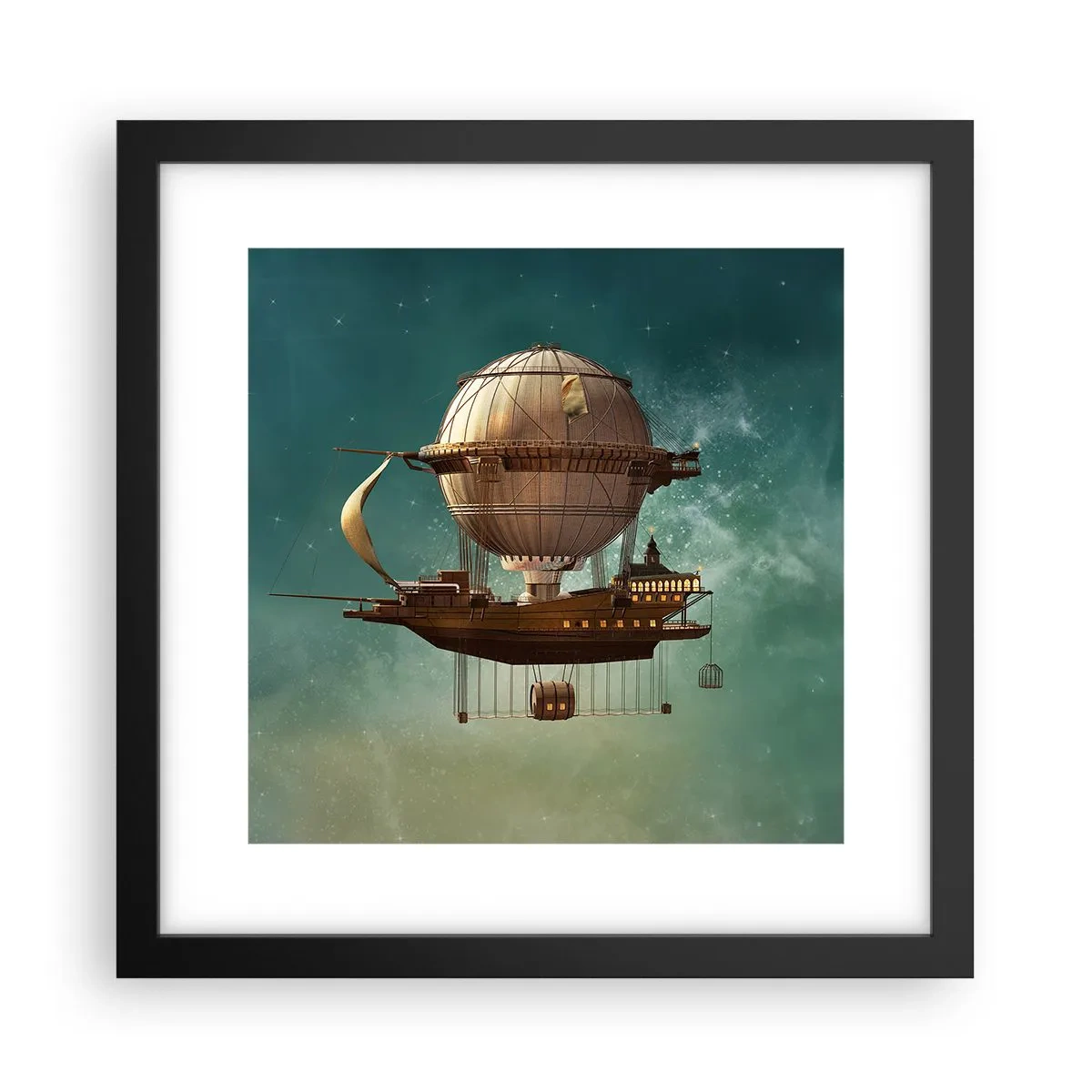 Affiche dans un cadre noir - Poster - Jules Verne vous salue - 30x30 cm