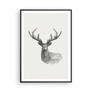 Affiche dans un cadre noir - Poster - Cerf dans un style cubique - 70x100 cm