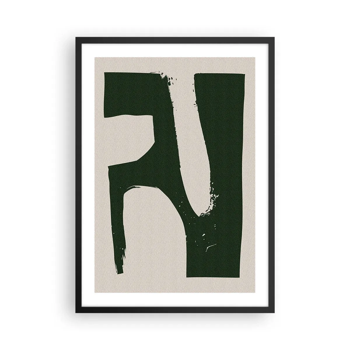 Affiche dans un cadre noir - Poster - Abstraction minimaliste en vert et beige - 50x70cm - Baies blanches - Décoration murale moderne pour le salon et la chambre ARTTOR