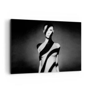 Impression sur toile - Image sur toile - Portrait noir et blanc d'une femme dans l'ombre et la lumière - 120x80cm - Dans la brillance et l'ombre - Décoration murale moderne pour le salon et la chambre ARTTOR