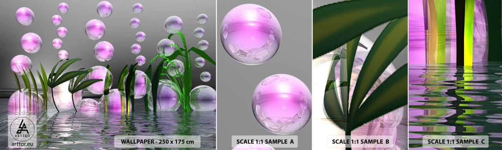 Échantillon de Papier Peint Autocollant Deluxe Sticker - Une composition réfléchissante de légèreté et de vie - Abstraction, Graphique, 3D - 100x30 cm