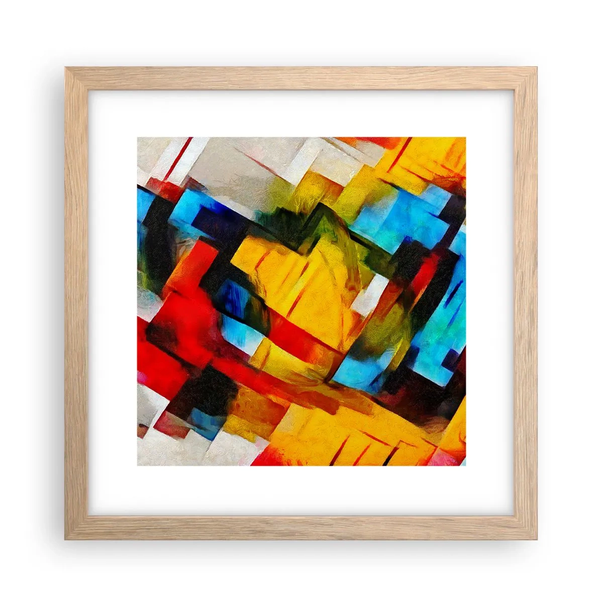 Affiche dans un chêne clair - Poster - Une superposition multicolore - 30x30 cm